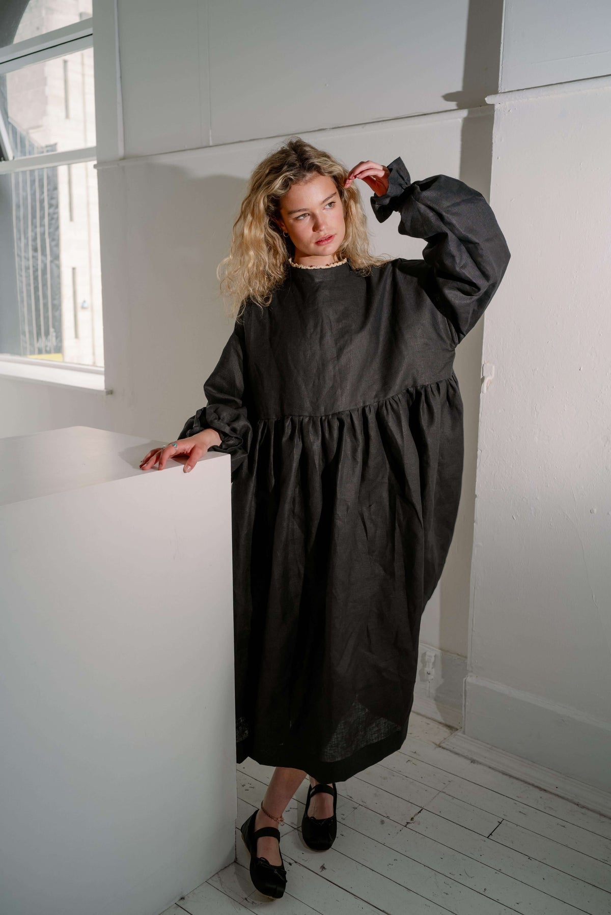 VIVIENNE DRESS | A design based on our bestselling Vivienne Blouse, we thought it time to offer her in a dress version. Featuring optional Irish crochet at the collar and assymetric button detail, this one can be worn to the front or reversed to wear butt