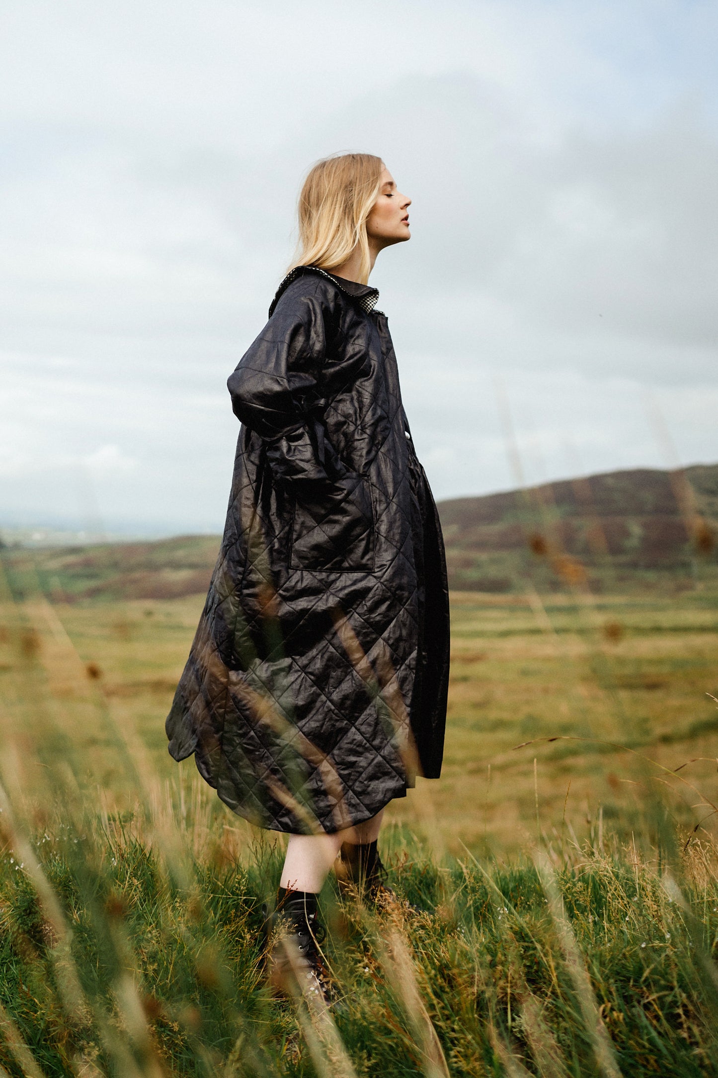 CLOUD COAT | The structured silhouette of our AW Cloud coat is inspired by something we are famous for in Ireland - cloudy skies. Created with Irish Beetled linen. This ancient technique sees the fabric repeatedly beaten with wooden blocks for hours on en