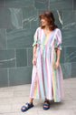 THE HOPE DRESS | This one is pretty special to us. Some of you may remember back whenever lockdown hit, we sourced some rainbow striped deadstock fabric and used it to make scrunchies. The concept was that when you bought one, we gifted one to your chosen