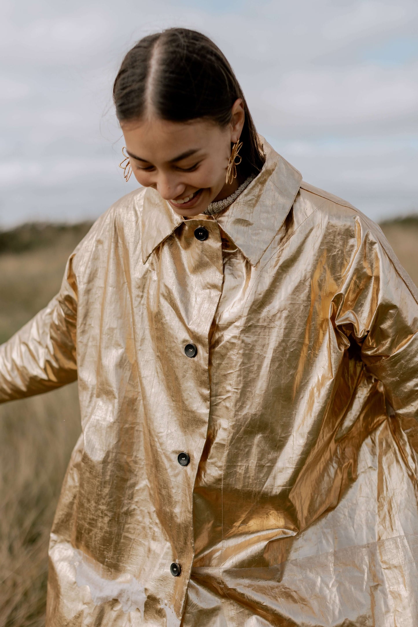 'FIND THE GOLD' COAT | 'Find The 'Find The Gold' Coat. Our forever Hero Piece. Created with custom gold dry beetled linen by our friends at William Clark & Sons. This fabric is a one off and tells a story of a modern spin on an age old tradition. The coat