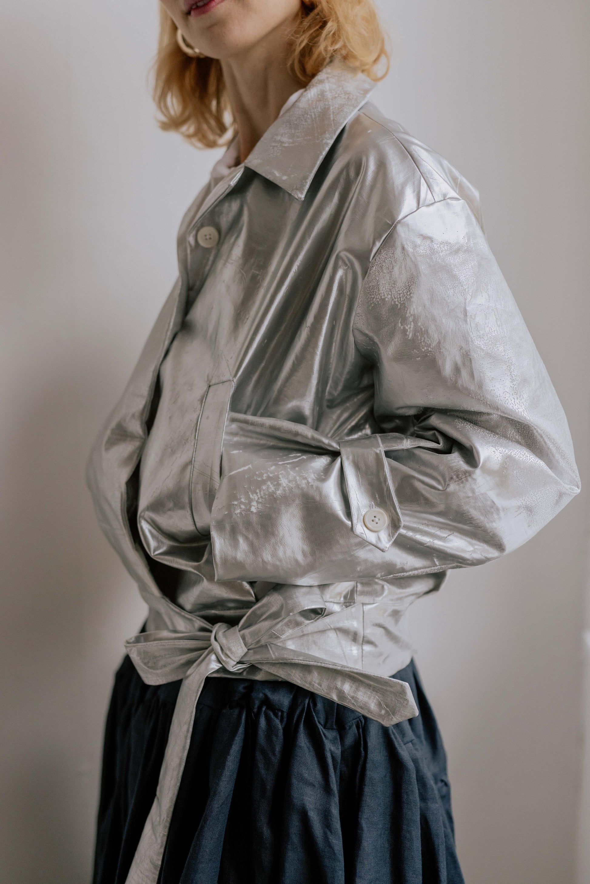 THE SILVER BOMBER | We are so excited to introduce this completely new shape to our AW23 collection. The love we have received for our beetled metalic coats,