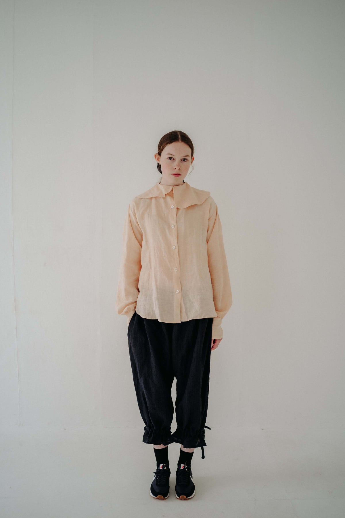 STRIPED BLOOMERS | An update on our signature bloomers. A more oversized shape that can be worn gathered at the ankle, or loosened for a wider fit. Wear with long socks and sneaks for the winter months. A modern take on 19th century Bloomers. These underg