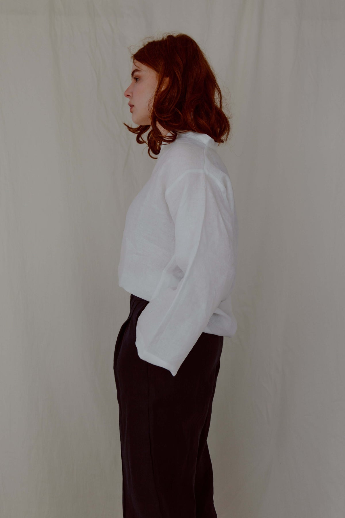 ASYMMETRIC TEE | An update on our best selling staple- the kind tee. This one features a flattering assymetric neckline detail that makes it a little more special than your average white tee, yet really wearable and easy to dress up or down. Wear with our