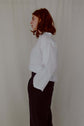 ASYMMETRIC TEE | An update on our best selling staple- the kind tee. This one features a flattering assymetric neckline detail that makes it a little more special than your average white tee, yet really wearable and easy to dress up or down. Wear with our