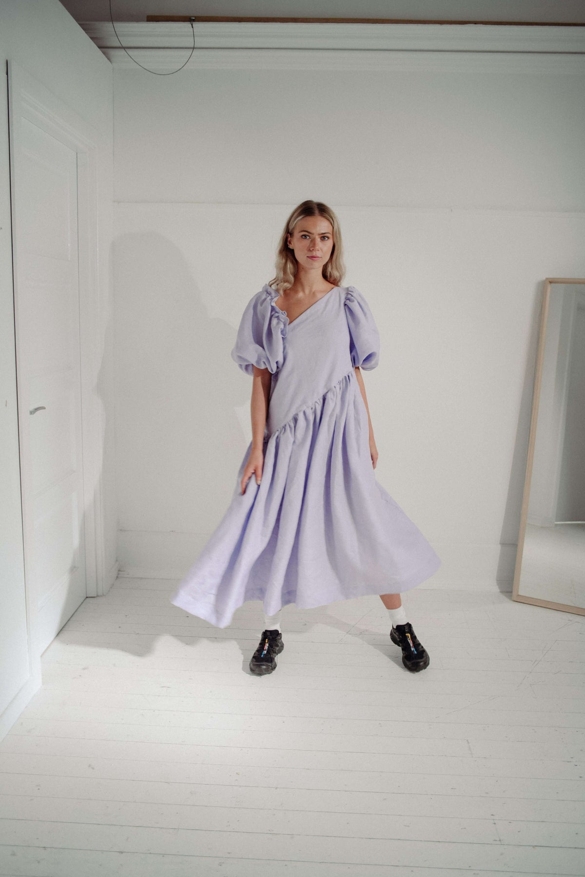 ANGELINA DRESS | LAVENDER | Angelina- our statement dress this season. She's a little over-the-top, yet so wearable in our very 'Kindred' way. Pop her on with sneakers or bold block heels alike, and she'll make a statement in any room she enters. Cut with