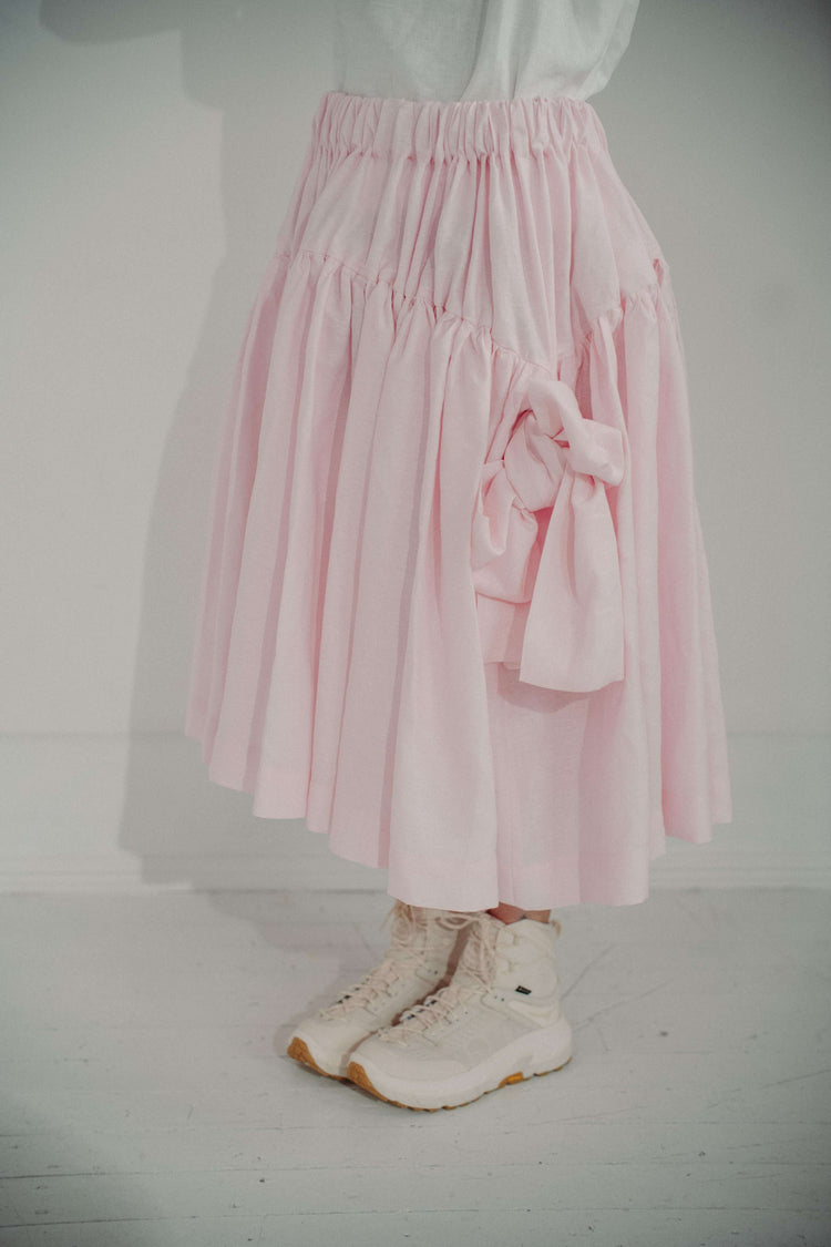 PINK TUTU | The linen tutu, now in the most whimsical, pretty pink - because no one ever really grows up enough to not want to wear a tutu! Voluminous, romantic and feminine, the tutu features two gathered layers with an oversized bow in a luxurious dark